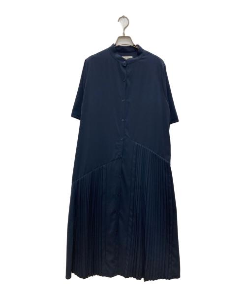 SUMISTYLE（スミスタイル）SUMISTYLE (スミスタイル) 斜めプリーツワンピース ネイビー サイズ:Freeの古着・服飾アイテム