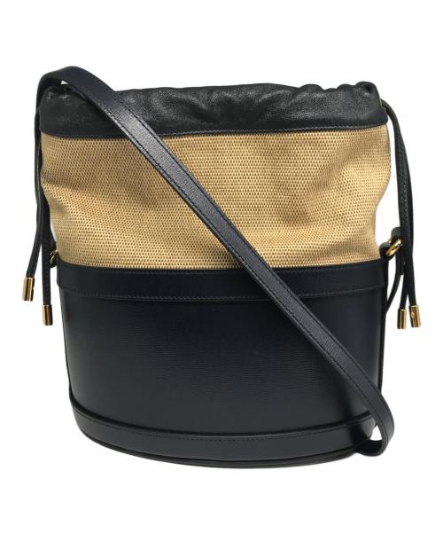 GUCCI（グッチ）GUCCI (グッチ) ホースビット1955 バケットバッグ ベージュ×ネイビーの古着・服飾アイテム