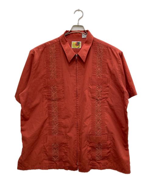 Guayabera（グアヤベラ）Guayabera (グアヤベラ) キューバシャツ レッド サイズ:XXの古着・服飾アイテム