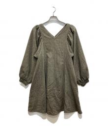 willfully（ウィルフリー）の古着「Vネック長袖ワンピース」｜ブラウン