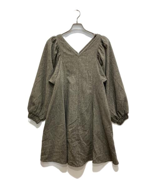 willfully（ウィルフリー）willfully (ウィルフリー) Vネック長袖ワンピース ブラウン サイズ:freeの古着・服飾アイテム