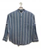 UNUSEDアンユーズド）の古着「シルク混シャツ」｜ネイビー