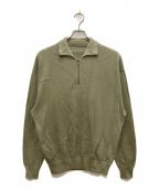 crepusculeクレプスキュール）の古着「Moss Stitch Half Zip Polo」｜グリーン