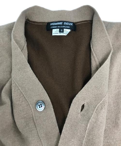 COMME des GARCONS HOMME DEUX（コムデギャルソン オム ドゥ）COMME des GARCONS HOMME DEUX (コムデギャルソン オム ドゥ) バイカラーウールカーディガン ブラウン サイズ:Ⅿの古着・服飾アイテム