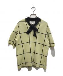 AKIRA NAKA（アキラナカ）の古着「Radka tie collar plaid knit/ラドカ タイ カラー プレイド ニット」｜イエロー