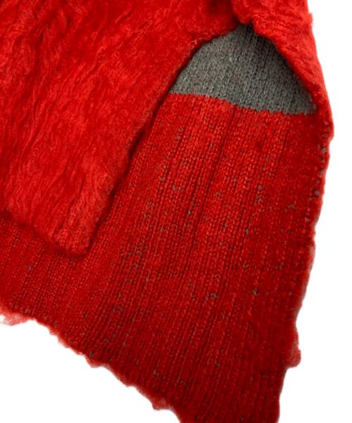 OMMO（オーエムエムオー）OMMO (オーエムエムオー) SQUARE SLEEVE SHAGGY KT/スクエア　スリーブ　シャギー　ニット レッド サイズ:Ｆの古着・服飾アイテム