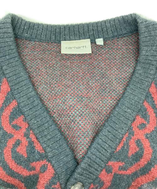 CarHartt（カーハート）CarHartt (カーハート) 厚手カーディガン レッド×ブラック サイズ:Ｌの古着・服飾アイテム