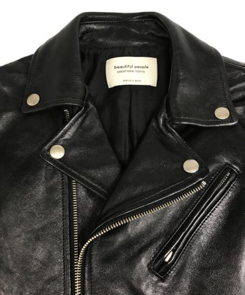 beautiful people（ビューティフルピープル）beautiful people (ビューティフルピープル) シープレザーダブルライダースジャケット ブラック サイズ:130の古着・服飾アイテム