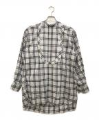 HYKEハイク）の古着「CHECKED BIB FRONT SHIRT/チェックドビブフロントシャツ」｜グレー