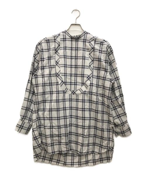 HYKE（ハイク）HYKE (ハイク) CHECKED BIB FRONT SHIRT/チェックドビブフロントシャツ グレー サイズ:2の古着・服飾アイテム