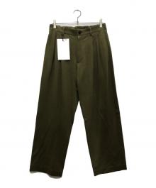 KANEMASA PHIL.（カネマサフィル）の古着「High Gauge Milled Wool Easy Slacks/ハイ ゲージ ミルド ウール イージー スラックス」｜オリーブ