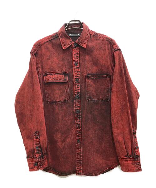 MINEDENIM（マインデニム）MINEDENIM (マインデニム) Bleach Overdyed Denim Over SH/ブリーチオーバーダイデニムオーバーシャツ レッド サイズ:2の古着・服飾アイテム