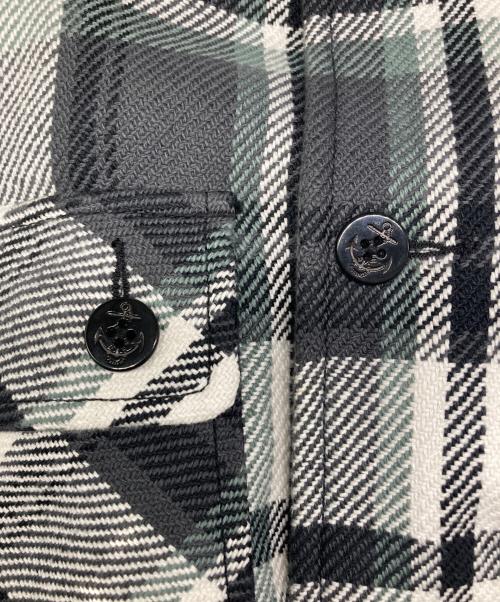 A BATHING APE（アベイシングエイプ）A BATHING APE (ア ベイシング エイプ) BAPE CHECK CPO JACKET/ベイプチェック CPOジャケット グレー×ホワイト サイズ:Lの古着・服飾アイテム