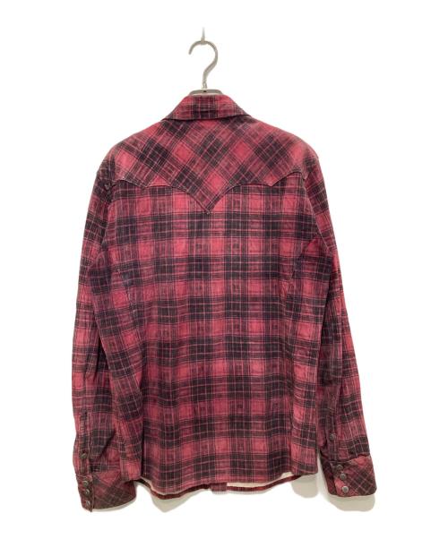 ISAMU KATAYAMA BACKLASH（イサムカタヤマ・バックラッシュ）ISAMU KATAYAMA BACKLASH (イサムカタヤマ・バックラッシュ) ピッグレザーチェックシャツ ピンク サイズ:4の古着・服飾アイテム