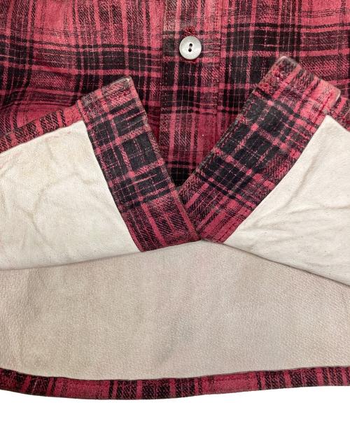 ISAMU KATAYAMA BACKLASH（イサムカタヤマ・バックラッシュ）ISAMU KATAYAMA BACKLASH (イサムカタヤマ・バックラッシュ) ピッグレザーチェックシャツ ピンク サイズ:4の古着・服飾アイテム
