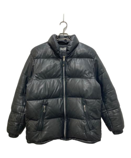 Schott（ショット）Schott (ショット) TK TAKEO KIKUCHI (ティーケー タケオキクチ) 別注 レザーダウンジャケット ブラック サイズ:Lの古着・服飾アイテム