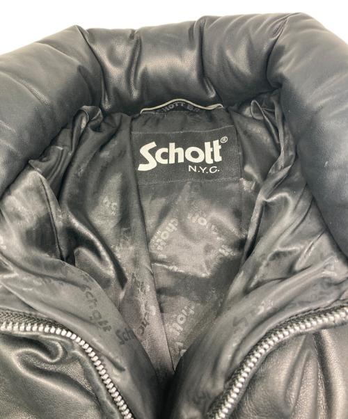 Schott（ショット）Schott (ショット) TK TAKEO KIKUCHI (ティーケー タケオキクチ) 別注 レザーダウンジャケット ブラック サイズ:Lの古着・服飾アイテム