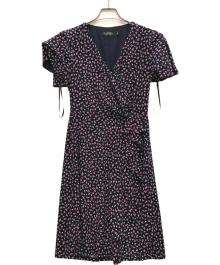 LAUREN RALPH LAUREN（ローレンラルフローレン）の古着「フラワープリントブラウスワンピース」｜ピンク×ネイビー