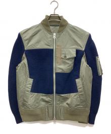 sacai（サカイ）の古着「NYLON TWILL KNIT BLOUSON/ナイロンツイルニットブルゾン」｜カーキ×ネイビー