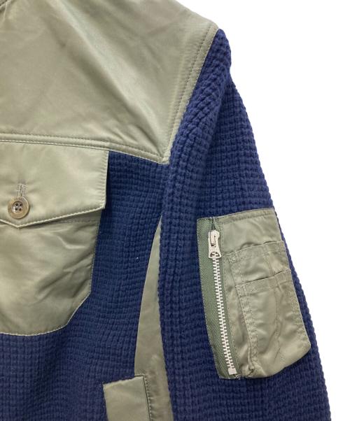 sacai（サカイ）sacai (サカイ) NYLON TWILL KNIT BLOUSON/ナイロンツイルニットブルゾン カーキ×ネイビー サイズ:2の古着・服飾アイテム
