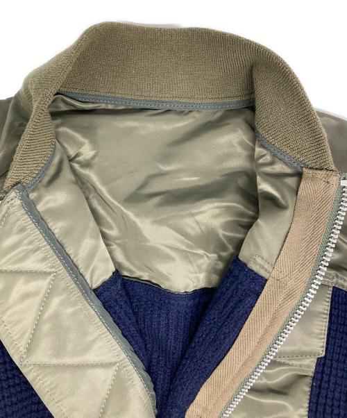 sacai（サカイ）sacai (サカイ) NYLON TWILL KNIT BLOUSON/ナイロンツイルニットブルゾン カーキ×ネイビー サイズ:2の古着・服飾アイテム
