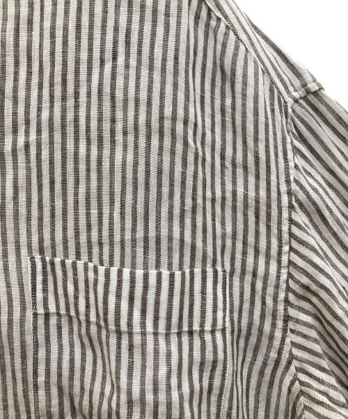 23区（ニジュウサンク）23区 (ニジュウサンク) LIBECO バンドカラービッグシルエットシャツ/リベコ グレー×ホワイト サイズ:44の古着・服飾アイテム