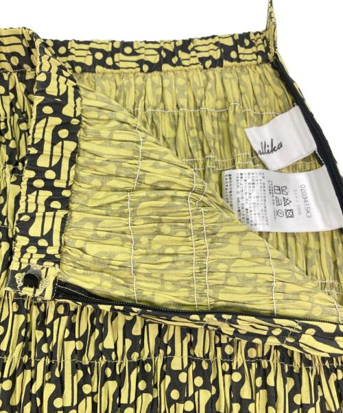 sara mallika（サラマリカ）sara mallika (サラマリカ) Geometric Pattern Shirring/ジオメトリック パターン シャーリング マルチカラー サイズ:表記無の古着・服飾アイテム