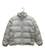 stussyステューシー）の古着「STRIPE DOWN PUFFER JACKET/ストライプ ダウン パファー ジャケット」｜ホワイト