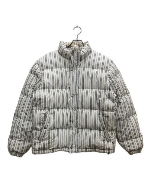 stussy（ステューシー）stussy (ステューシー) STRIPE DOWN PUFFER JACKET/ストライプ ダウン パファー ジャケット ホワイト サイズ:Mの古着・服飾アイテム