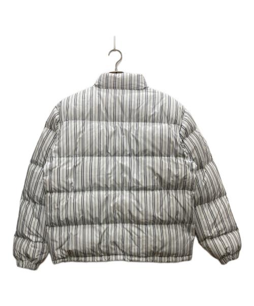 stussy（ステューシー）stussy (ステューシー) STRIPE DOWN PUFFER JACKET/ストライプ ダウン パファー ジャケット ホワイト サイズ:Mの古着・服飾アイテム