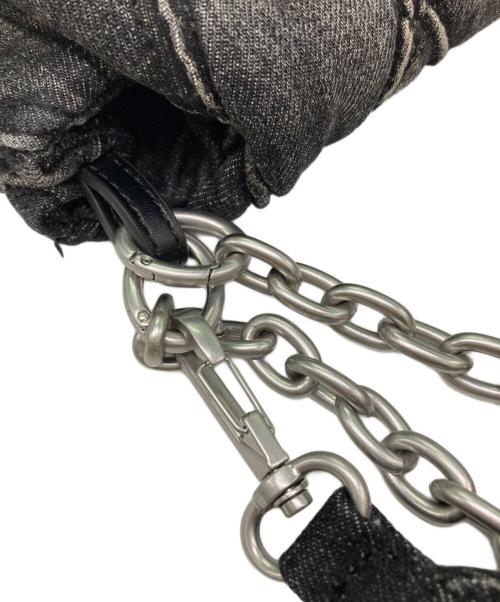 DIESEL（ディーゼル）DIESEL (ディーゼル) ロゴチャーム付きデニムキルティングショルダーバッグ グレーの古着・服飾アイテム