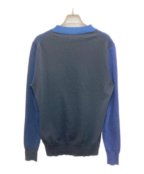 MARNI（マルニ）MARNI (マルニ) クレイジーパターン ミニロゴ刺繍 ニット ネイビー×ブルー サイズ:46の古着・服飾アイテム