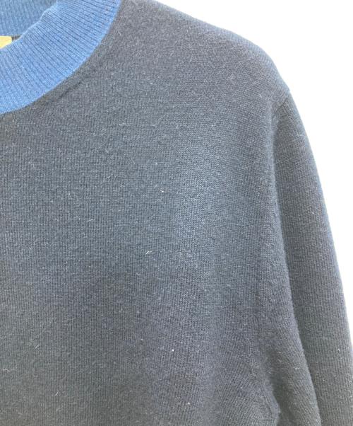 MARNI（マルニ）MARNI (マルニ) クレイジーパターン ミニロゴ刺繍 ニット ネイビー×ブルー サイズ:46の古着・服飾アイテム