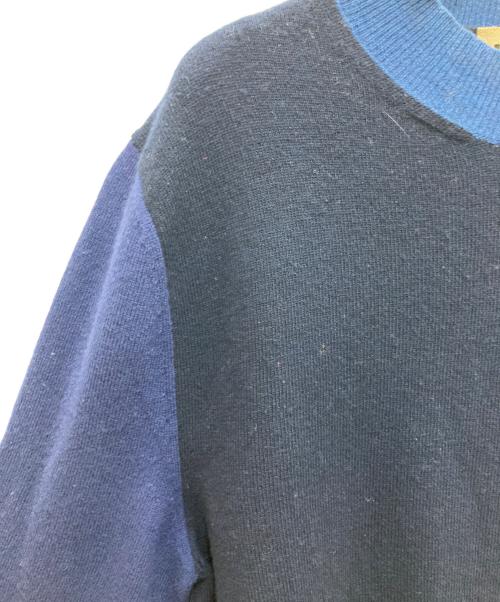 MARNI（マルニ）MARNI (マルニ) クレイジーパターン ミニロゴ刺繍 ニット ネイビー×ブルー サイズ:46の古着・服飾アイテム