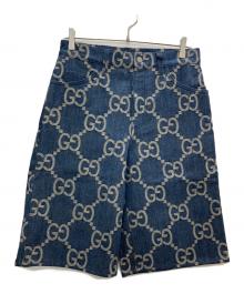 GUCCI（グッチ）の古着「パイナップルジャンボGG総柄 デニムハーフパンツ」｜インディゴ