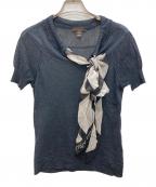 LOUIS VUITTONルイ ヴィトン）の古着「ボウタイスカーフニットポロシャツ」｜ダークグリーン