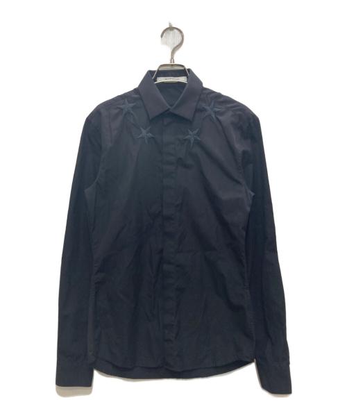 GIVENCHY（ジバンシィ）GIVENCHY (ジバンシィ) 比翼刺繍コットンシャツ ブラック サイズ:37の古着・服飾アイテム
