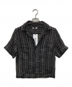 CMMN SWDNコモンスウェーデン）の古着「Dexter リネンブレンド オープンカラーシャツ」｜ブラック