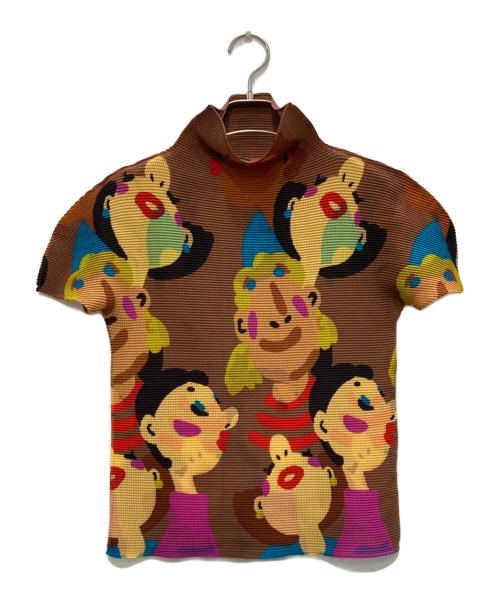 me ISSEY MIYAKE（ミーイッセイ ミヤケ）me ISSEY MIYAKE (ミーイッセイ ミヤケ) CHEER プリーツカットソー ブラウン サイズ:FREEの古着・服飾アイテム