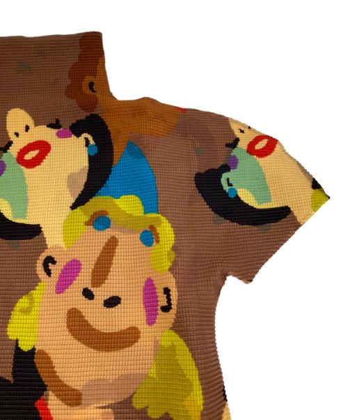 me ISSEY MIYAKE（ミーイッセイ ミヤケ）me ISSEY MIYAKE (ミーイッセイ ミヤケ) CHEER プリーツカットソー ブラウン サイズ:FREEの古着・服飾アイテム