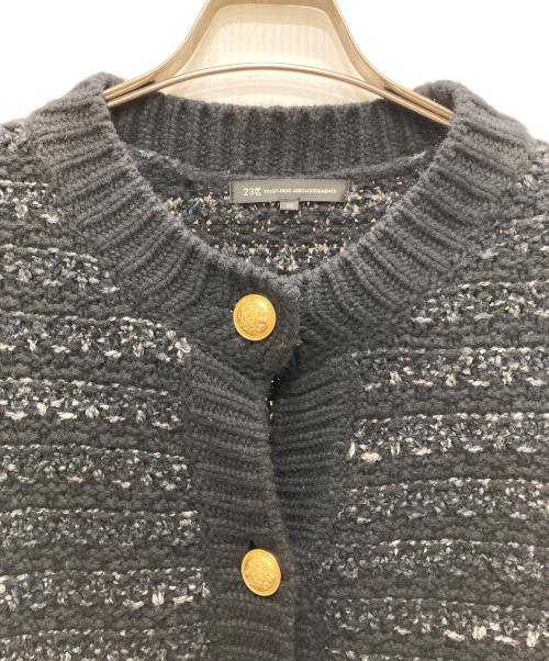 23区（ニジュウサンク）23区 (ニジュウサンク) ツイードニット ジャケット ブラック サイズ:SIZE 38の古着・服飾アイテム