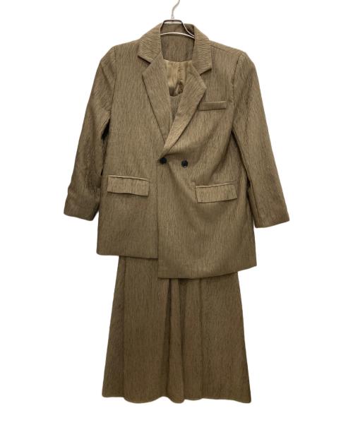 ANDREA&CO（アンドレアアンドコー）ANDREA&CO (アンドレアアンドコー) モダンシルエットジャケット+モダンシルエットワンピース(2set) ブラウン サイズ:FREEの古着・服飾アイテム