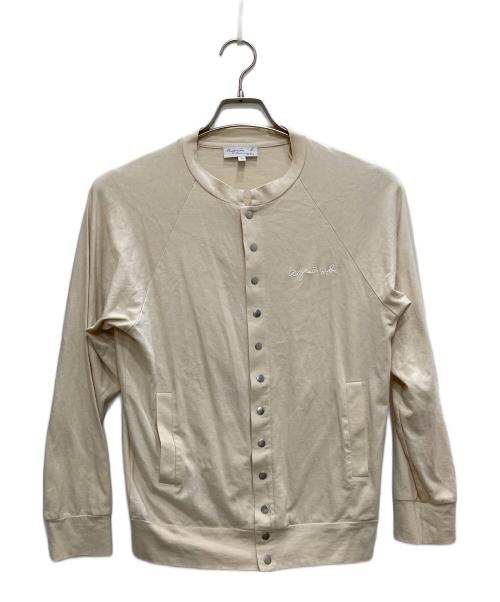 agnes b homme（アニエスベーオム）agnes b homme (アニエスベーオム) プレッションカーディガン ベージュ サイズ:T0の古着・服飾アイテム