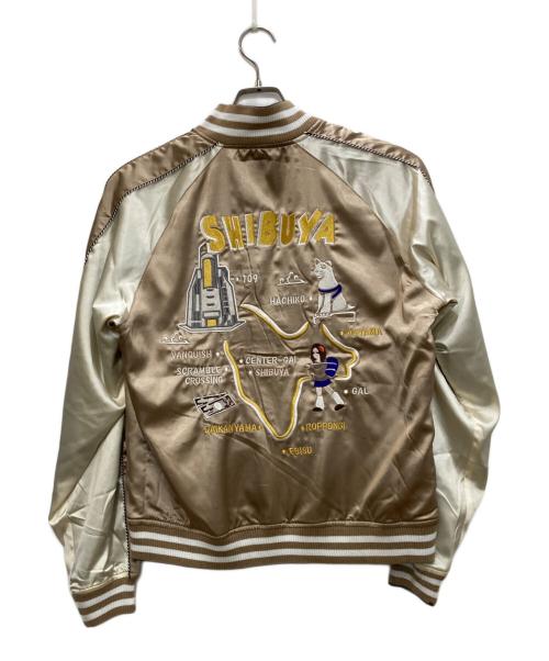 VANQUISH（ヴァンキッシュ）VANQUISH (ヴァンキッシュ) SHIBUYA SOUVENIR JACKET(スカジャン×MA-1)/シブヤスーベニアジャケット ベージュ×ブラック サイズ:Ｍの古着・服飾アイテム
