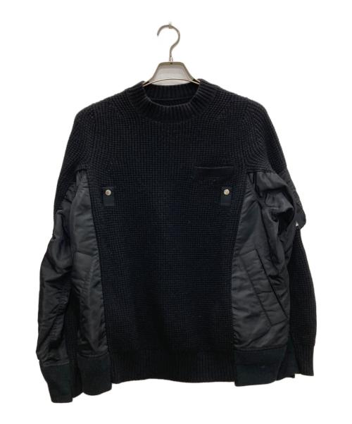sacai（サカイ）sacai (サカイ) MA-1 Wool Knit Pullover/MA-1 ウールニットプルオーバー ブラック サイズ:3の古着・服飾アイテム