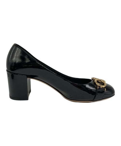 Salvatore Ferragamo（サルヴァトーレ フェラガモ）Salvatore Ferragamo (サルヴァトーレ フェラガモ) ガンチーニビットチャンキーヒールパンプス ブラック サイズ:7Dの古着・服飾アイテム