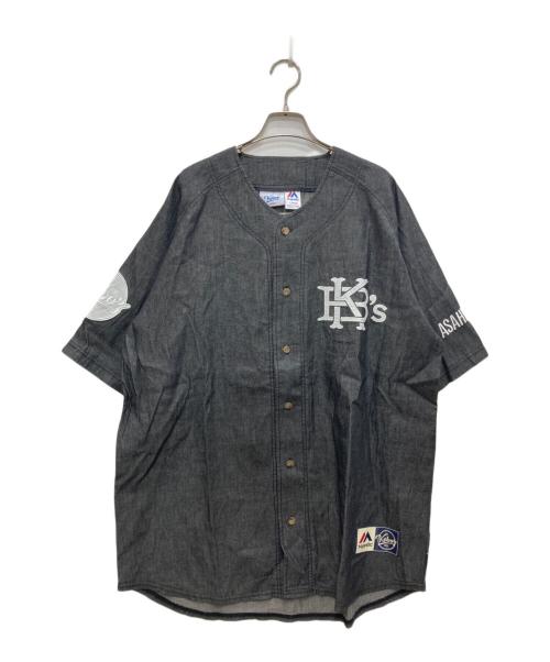 KEBOZ（ケボズ）KEBOZ (ケボズ) Majestic (マジェスティック) DENIM BASEBALL SHIRT/デニム ベースボール シャツ ブラック サイズ:LARGEの古着・服飾アイテム