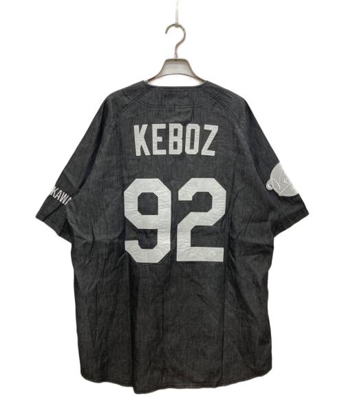 KEBOZ（ケボズ）KEBOZ (ケボズ) Majestic (マジェスティック) DENIM BASEBALL SHIRT/デニム ベースボール シャツ ブラック サイズ:LARGEの古着・服飾アイテム