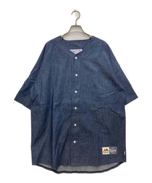 KEBOZ（ケボズ）KEBOZ (ケボズ) Majestic (マジェスティック) DENIM BASEBALL SHIRT/デニム ベースボール シャツ インディゴ サイズ:LARGEの古着・服飾アイテム