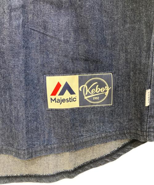 KEBOZ（ケボズ）KEBOZ (ケボズ) Majestic (マジェスティック) DENIM BASEBALL SHIRT/デニム ベースボール シャツ インディゴ サイズ:LARGEの古着・服飾アイテム